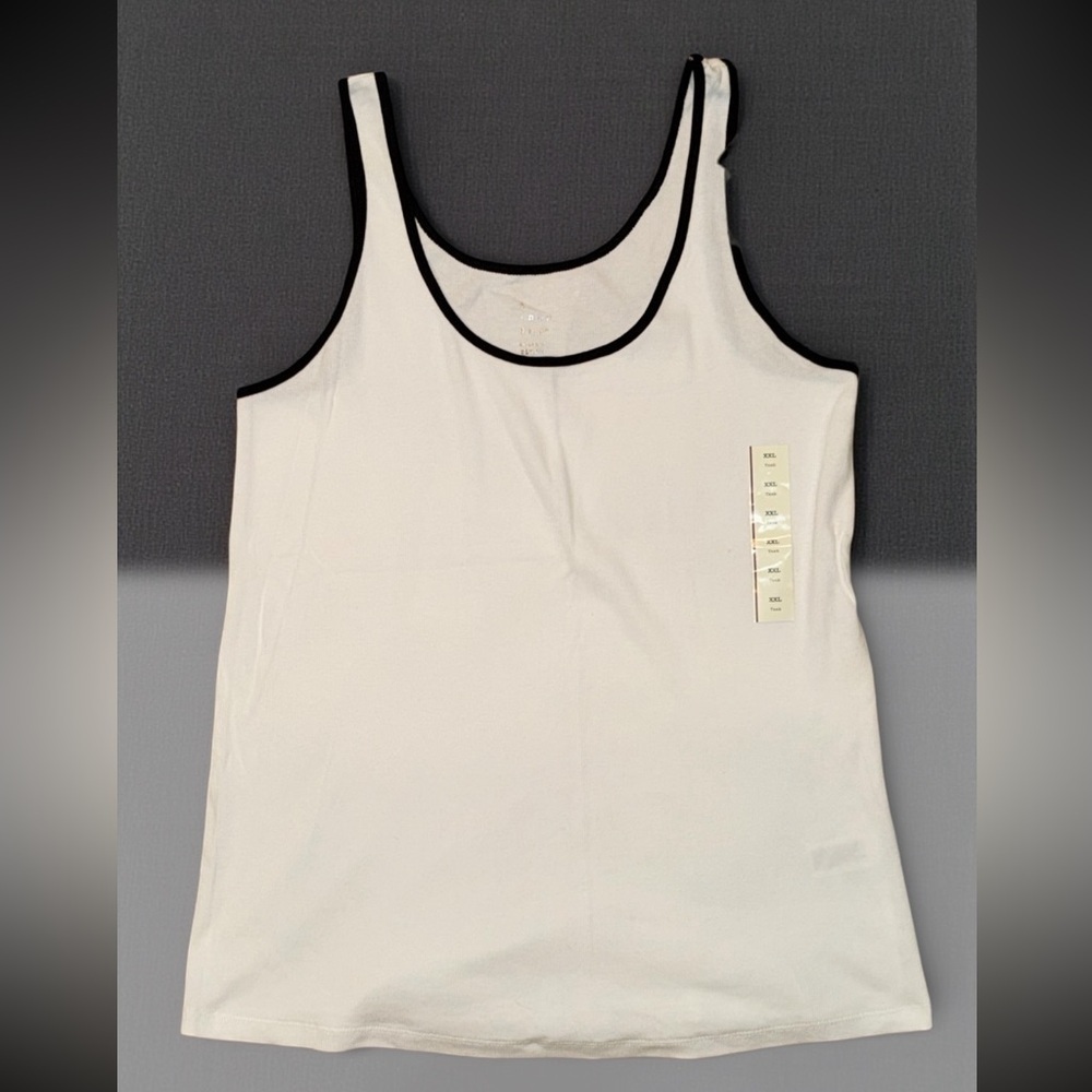 A New Day White Tank Top Black Trim Women's XXL NWT